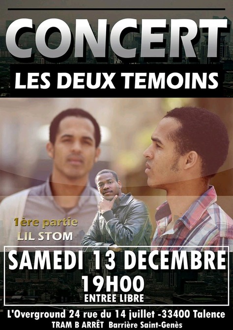 Concert : Les Deux Temoins le 13 décembre 2014 à Talence