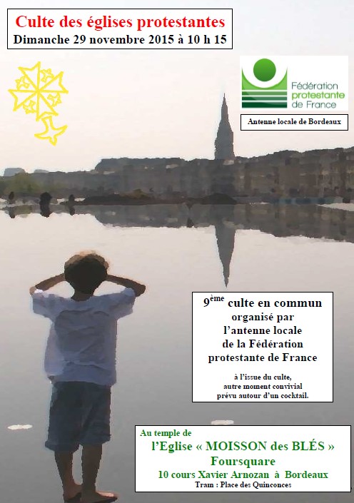 Lire la suite à propos de l’article Culte en commun de la FPF Bordeaux le 29 novembre