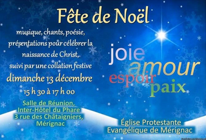 Lire la suite à propos de l’article Fête de Noël le 13 décembre à Mérignac