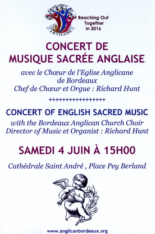 Concert de Musique Sacrée Anglaise le 4 juin à Bordeaux